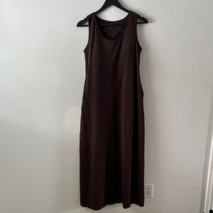 Sleeveless Long Brown Tank Dress